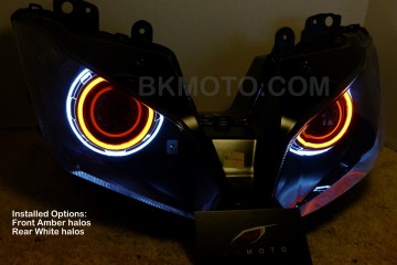 2007 - 2008 ZX6R  H1 Dual Halo HID BiXenon Projector headlights kit with angel eyes halo